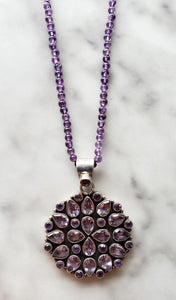 Roman inspired AMETHYST PENDANT NECKLACE In Sterling Silver