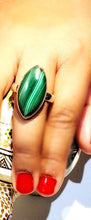 Load image into Gallery viewer, Oval Shaped Cushioned Malachite In Sterling Silver Design
