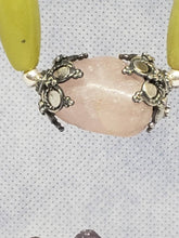 Load image into Gallery viewer, Designer Necklace in Rose Quartz Pendant and Peridot with Sterling Silver Base Chain.