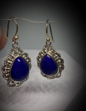 Load image into Gallery viewer, Blue Lapis Lazuli Silver Danglers For Daily Wear, Lucky Earrings, Beautiful Earrings
