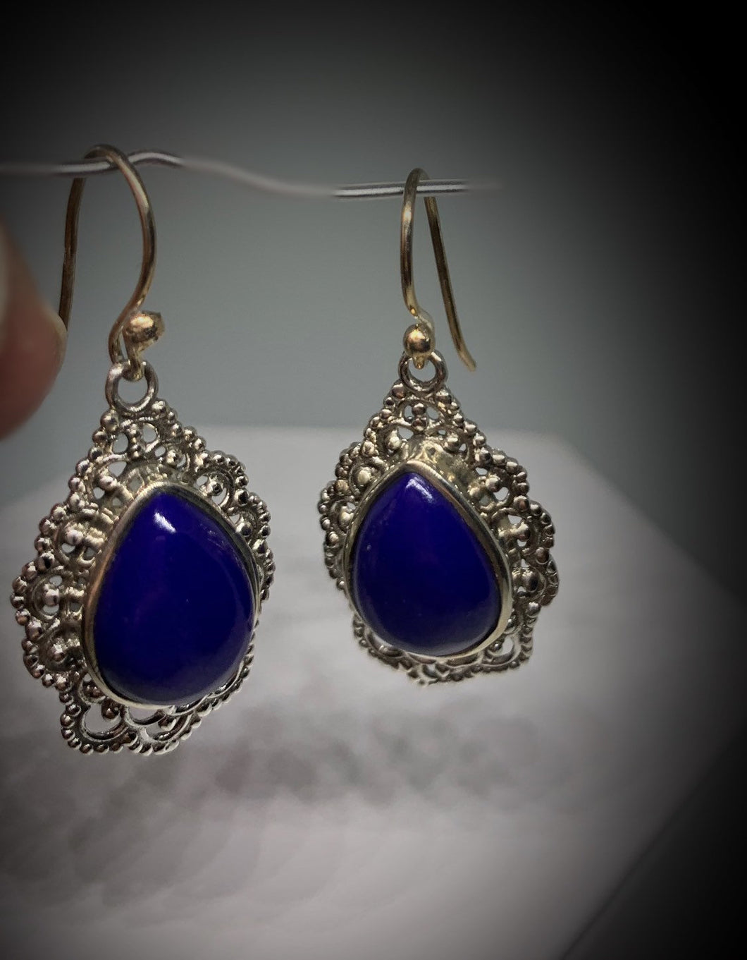 Blue Lapis Lazuli Silver Danglers For Daily Wear, Lucky Earrings, Beautiful Earrings