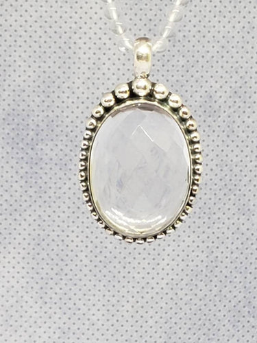 Crystal Quartz Pendant in 925 Sterling Silver, Round Silver, Oval Shape Under 50 Perfect for gifting.