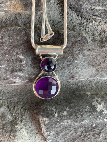 Roman Inspired AMETHYST PENDANT NECKLACE In 925 Sterling Silver