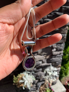 Roman inspired AMETHYST PENDANT NECKLACE In Sterling Silver
