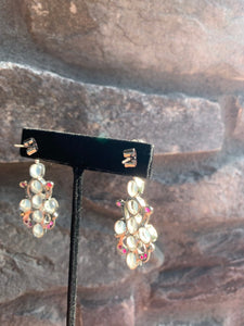 Designer Victorian Style Silver Moonstone Ruby Statement Necklace With Earrings