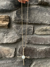 Load image into Gallery viewer, Designer Big CROSS Pendant with Beaded Style Silver Chain made in 925 Silver and Moonstone
