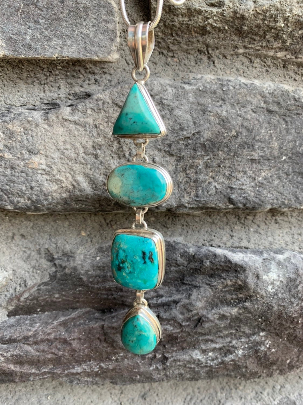 WILD Honey TURQUOISE Pendant , 925 Sterling Silver Beautiful Drop Necklace