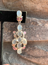 Load image into Gallery viewer, Designer Victorian Style Silver Moonstone Ruby Statement Necklace With Earrings