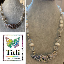 Load image into Gallery viewer, Natural Crystal and Pearl necklace 925 silver