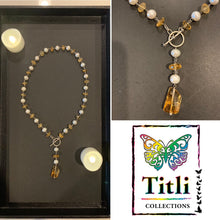 Load image into Gallery viewer, Statement Necklace Beautiful 16-inches High Quality Pearl &amp; Natural Citrine in 925 sterling silver.