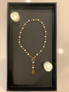Statement Necklace Beautiful 16-inches High Quality Pearl & Natural Citrine in 925 sterling silver.