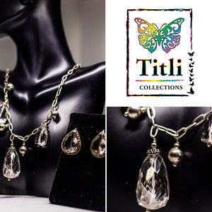 Natural Crystal Gemstone Necklace made in 925 Silver.