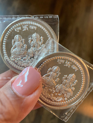 999 Silver Lakshmi Ganesha 20gms coins with Shri Yantra