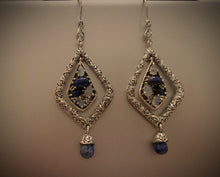 Load image into Gallery viewer, Lapiz Lazuli, Rainbow Moonstone 925 Silver Designer Danglers, Newest Collection, Contemporary Classical Mix Earrings