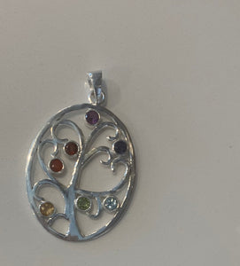 Oval Tree of Life Style Pendant made in 925 Sterling Silver