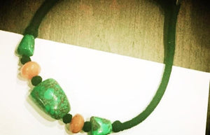 Designer Handcrafted Real Old Tibetan Turquoise and Amber Statement Necklace