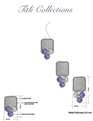 Enameled 925 Silver Earrings and Pendant set