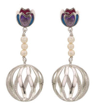 Load image into Gallery viewer, Enameled 925 Silver Earrings with pearls