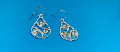 Natural Rainbow Moonstone Earrings In Sterling Silver Pear shaped Design