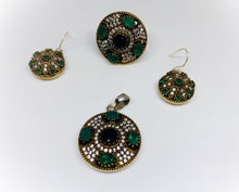 Load image into Gallery viewer, TURKISH Statement Jewelry- Silver and Gemstone Earings - Green