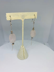 Earrings Natural Rose Quartz In Sterling Silver