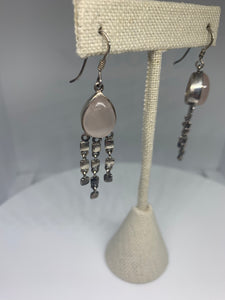 Earrings Natural Rose Quartz In Sterling Silver