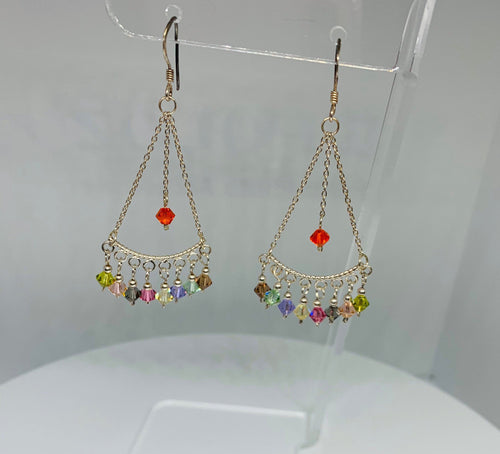 925 Silver and Multi Color Swarovski Danglers