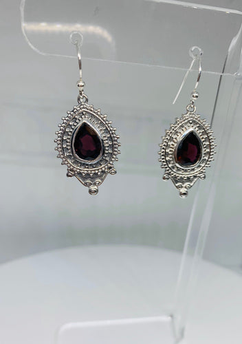 Natural MAROON GARNET Earrings in 925 Sterling Silver