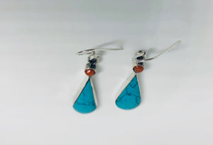 Genuine Silver Turquoise Earrings For Daily Wear, Jasmine Style