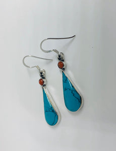 Genuine Silver Turquoise Earrings For Daily Wear, Jasmine Style