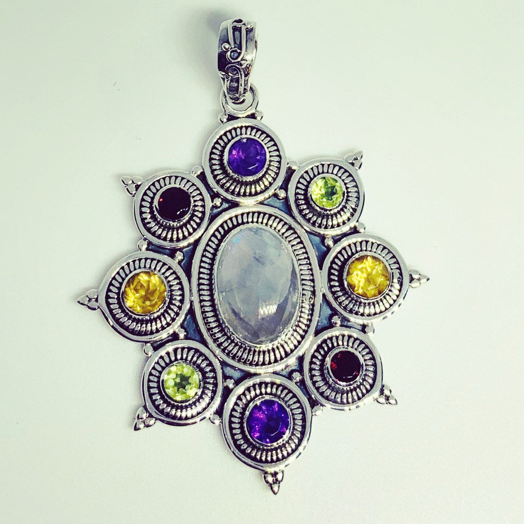 Designer Pendant in Natural MULTI GEMSTONE