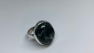 Kambaba Jasper Caret Oval Ring In Art Décor Sterling Silver Setting, Unique Rare Gemstone Ring Gift Ideas