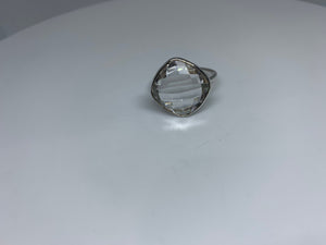 Clear Crystal Quartz Ring In Art Décor Sterling Silver Setting, Unique Rare Gemstone Ring Gift Ideas