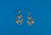 Load image into Gallery viewer, Natural Rainbow Moonstone Earrings In Sterling Silver Pear shaped Design
