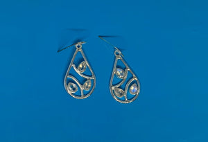 Natural Rainbow Moonstone Earrings In Sterling Silver Pear shaped Design