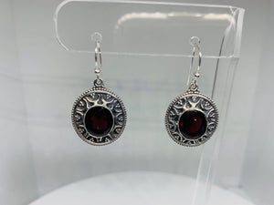 Natural MAROON GARNET Earrings in 925 Sterling Silver