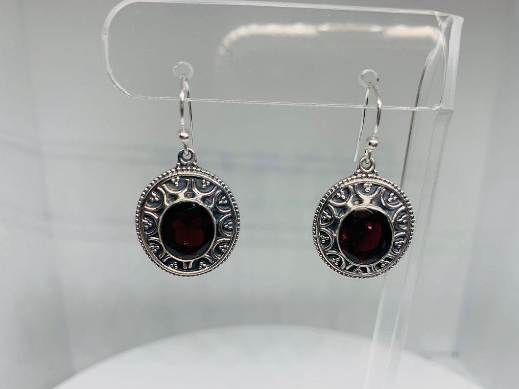 Natural MAROON GARNET Earrings in 925 Sterling Silver
