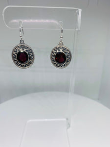 Natural MAROON GARNET Earrings in 925 Sterling Silver