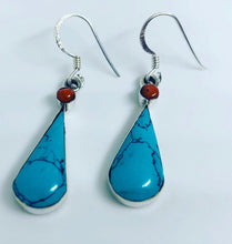 Load image into Gallery viewer, Genuine Silver Turquoise Earrings For Daily Wear, Jasmine Style