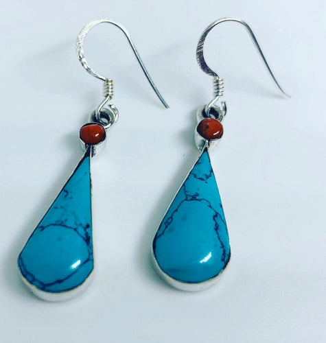Genuine Silver Turquoise Earrings For Daily Wear, Jasmine Style