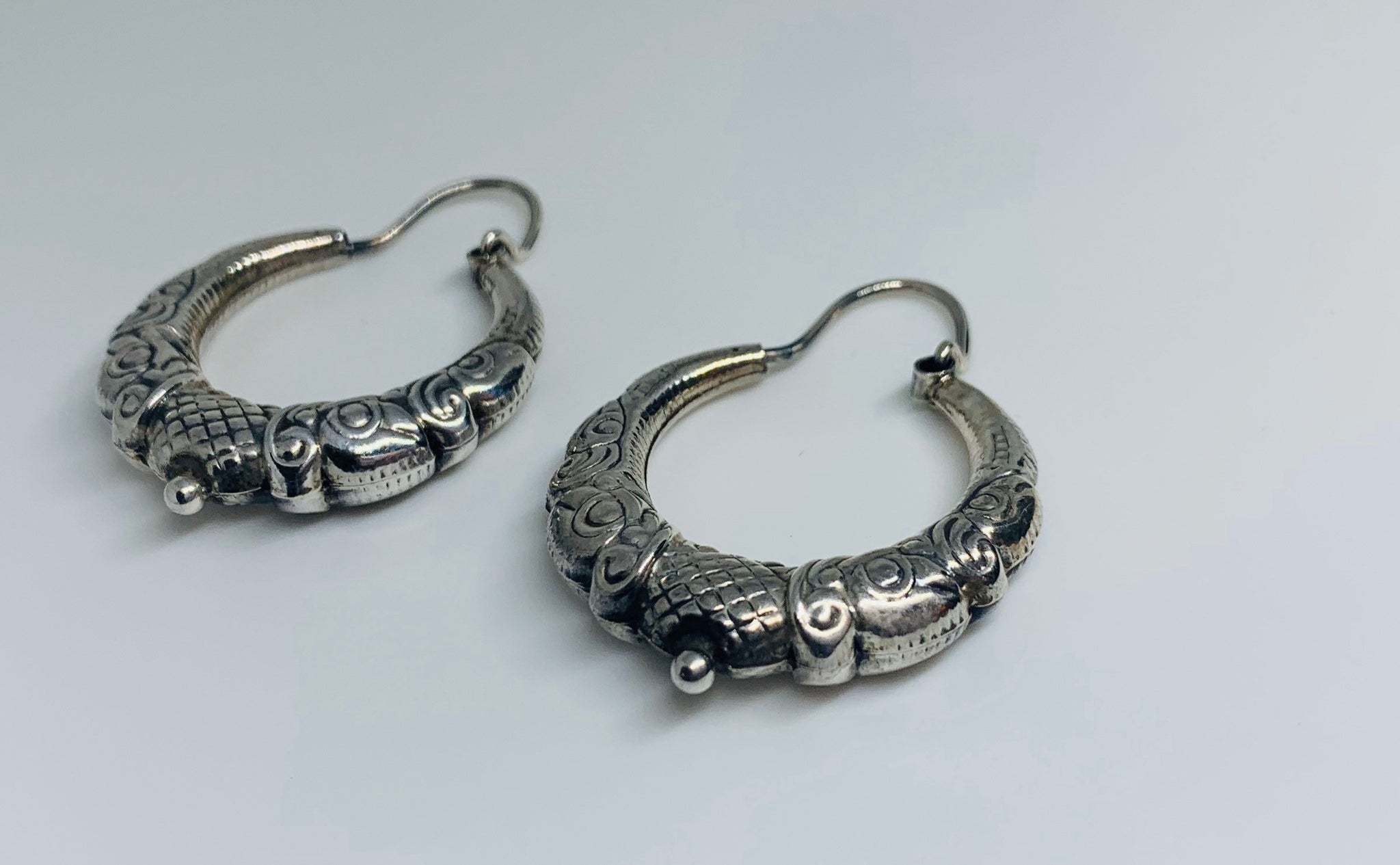 120 Ct Round Cut Diamond 3 Rows Vintage Womens Hoop Earrings In 925   atjewelsin