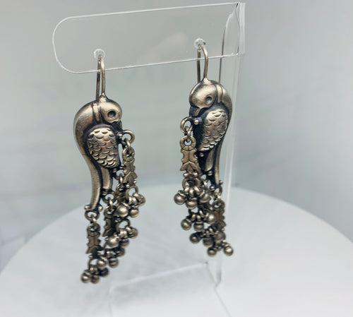 BIRD themed 925 Silver Oxidized Earrings Perfect For Gifting.