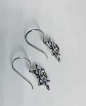 Load image into Gallery viewer, Natural Moonstone, Peridot Gemstone Earrings In Sterling Silver Flower Design