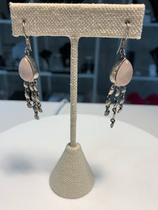 Earrings Natural Rose Quartz In Sterling Silver