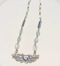 Load image into Gallery viewer, Statement Necklace Natural Green-Blue Aquamarine with 925 sterling silver.
