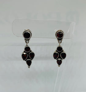 Deep Red Natural Garnet Earrings