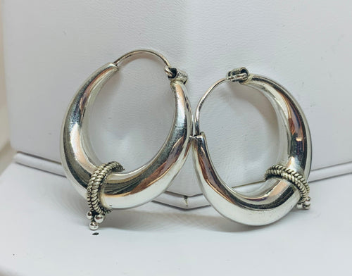 Plain Kundal Style 925 Silver Hoops