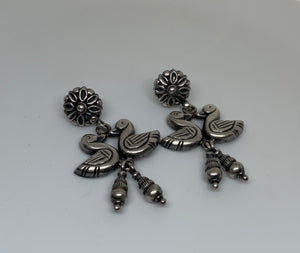 Oxidized 925 Silver Bird Earrings