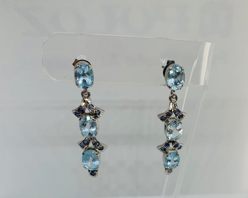 Genuine Silver and Topaz Gemstone Earrings.
