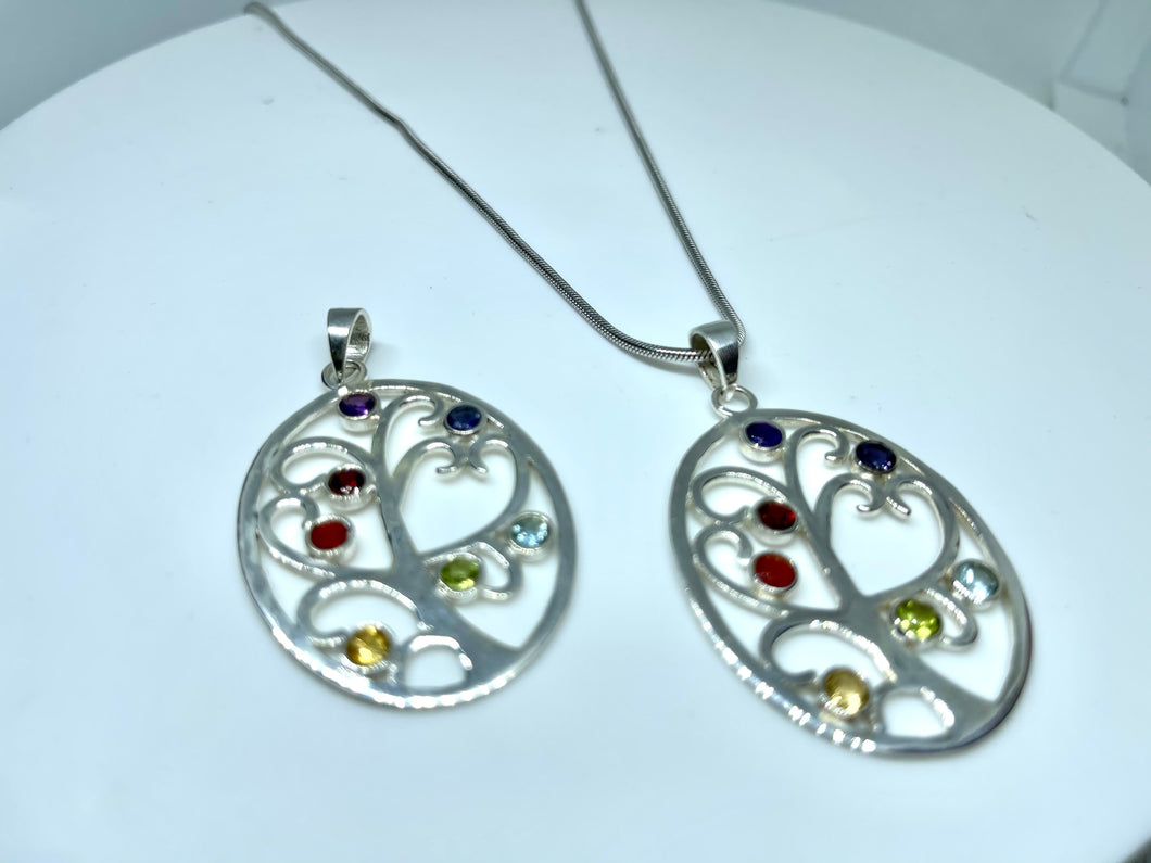 Oval Tree of Life Style Pendant made in 925 Sterling Silver